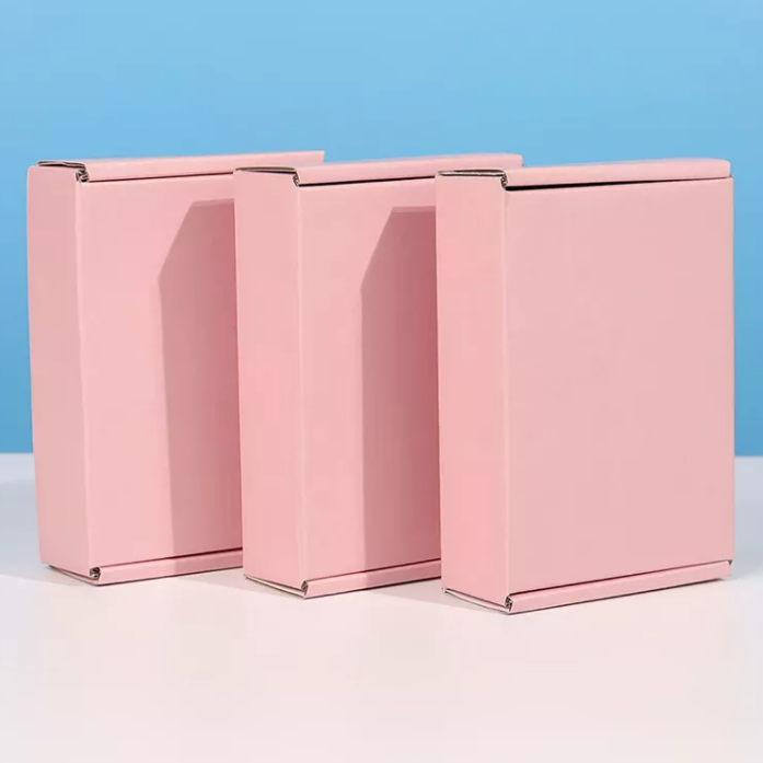 Logotipo colorido impresso personalizado corrugado transporte cosmético rosa mailer caixa de papel caixa de embalagem de roupas