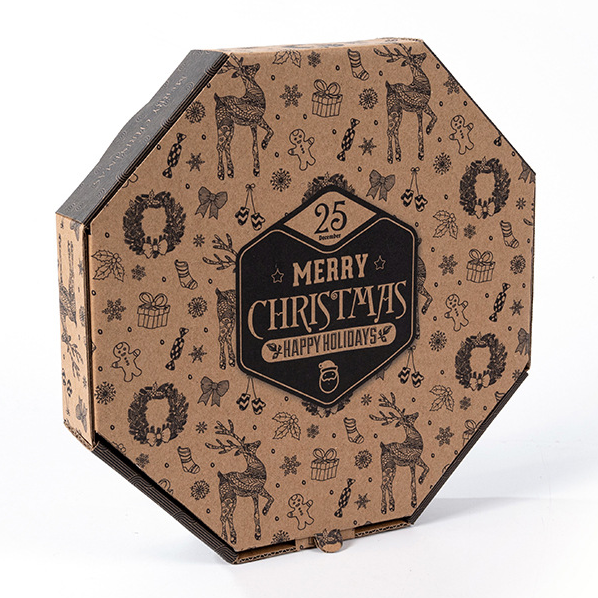 Caixas de pizza de papel kraft onduladas baratas impressas personalizadas em todos os tamanhos 9 10 11 12 14 18 polegadas