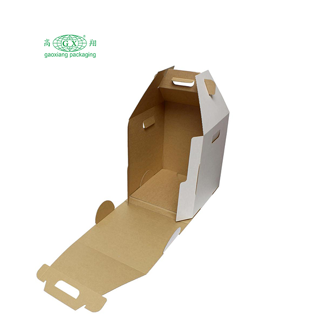 Caddy alto descartável de papelão branco 2 ou 3 camadas caixa transportadora de bolo com alça caixa de janela