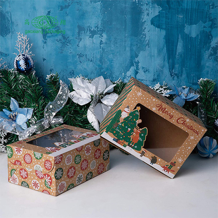 Caixas de biscoito de natal por atacado caixas de presente de rosquinha caixa de padaria com janela transparente