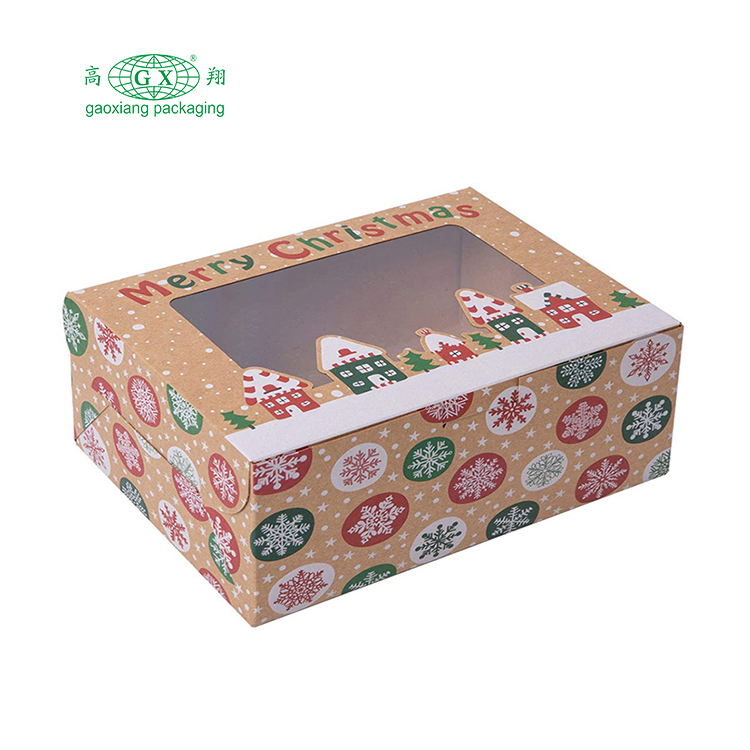 Caixas de biscoito de natal caixas de presente de rosquinha caixa de padaria com janela transparente