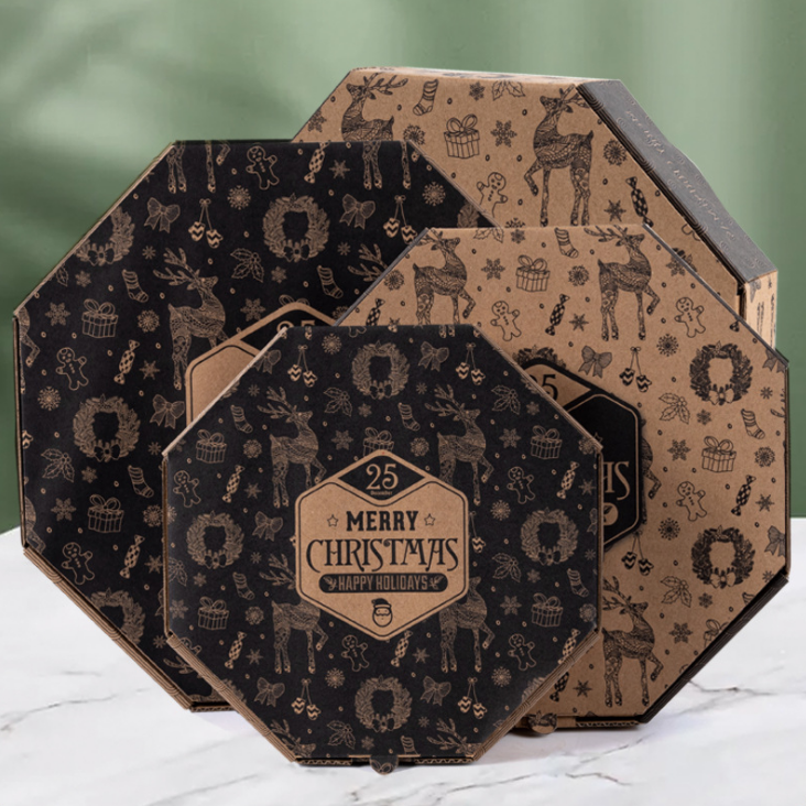 Caixas de pizza de papel kraft onduladas baratas impressas personalizadas em todos os tamanhos 9 10 11 12 14 18 polegadas