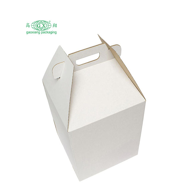 Caddy alto descartável de papelão branco 2 ou 3 camadas caixa transportadora de bolo com alça caixa de janela