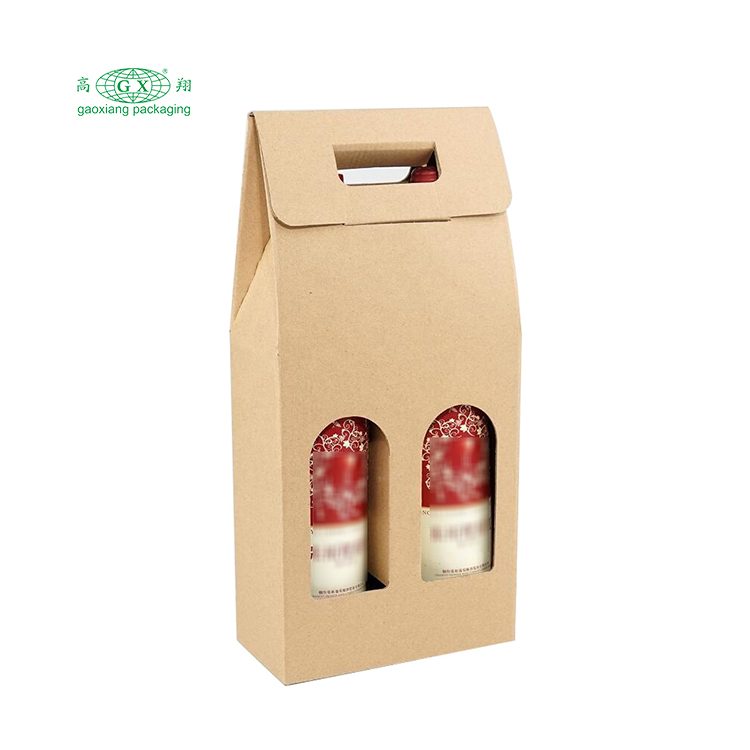 Atacado caixas de vinho onduladas dobráveis ​​impressas personalizadas caixa de embalagem de garrafa de papel de 3 garrafas com janela