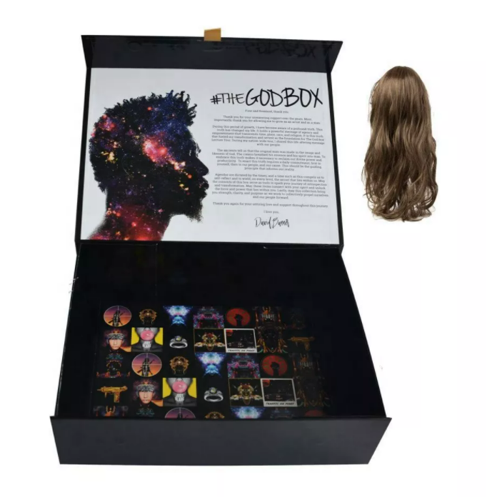Fita de papelão de luxo de marca própria caixa de presente de mármore preto caixa de embalagem de cabelo personalizada
