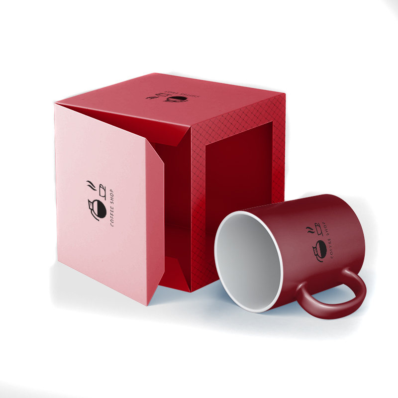 Atacado caixa de embalagem de papel de presente design personalizado caixas de embalagem de xícara de café com janela transparente