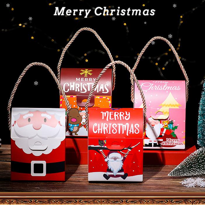 Bolsa dobrável de presente de natal criativa por atacado personalizada saco de papel de maçã de natal