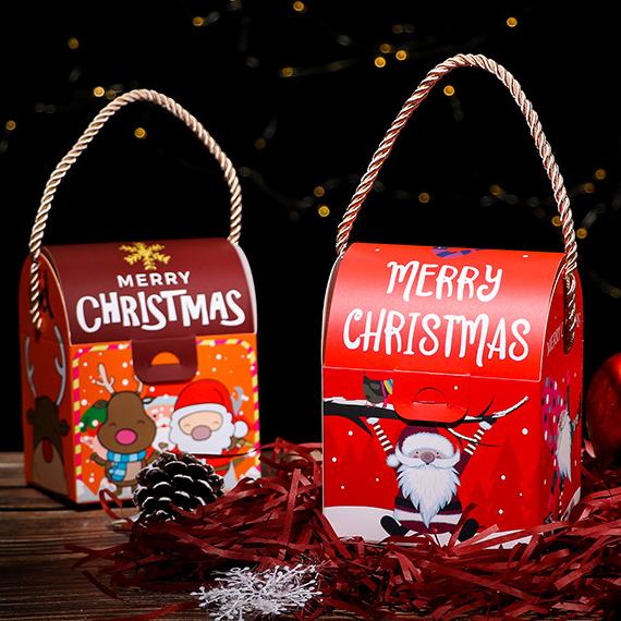 Bolsa dobrável de presente de natal criativa por atacado personalizada saco de papel de maçã de natal