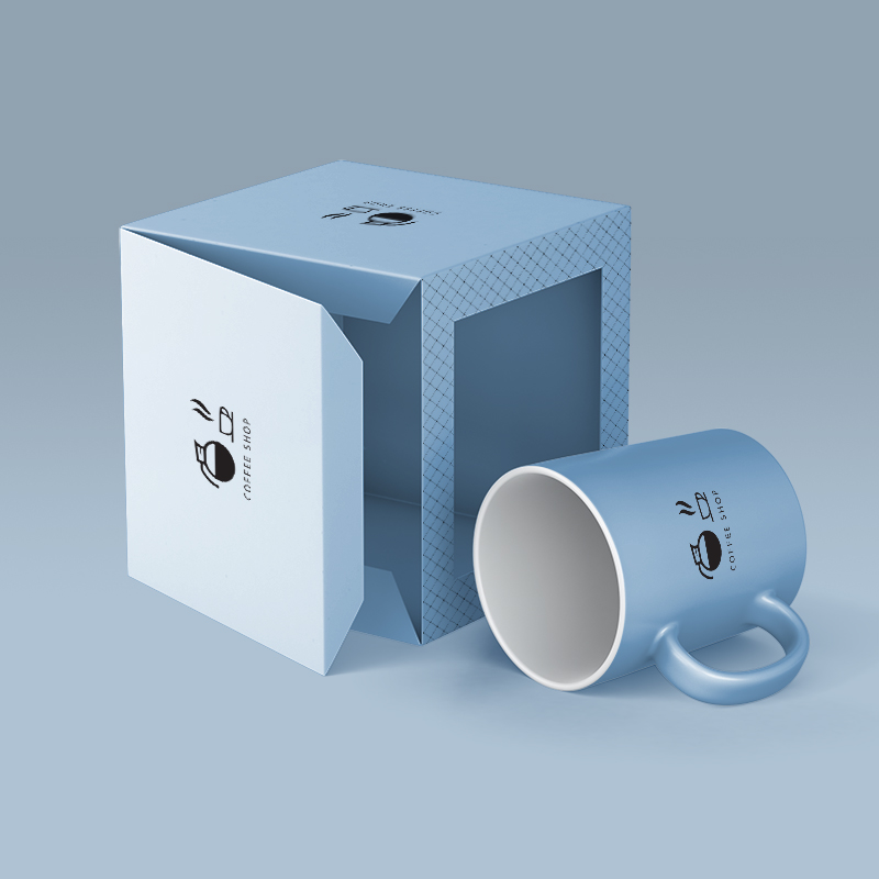 Atacado caixa de embalagem de papel de presente design personalizado caixas de embalagem de xícara de café com janela transparente
