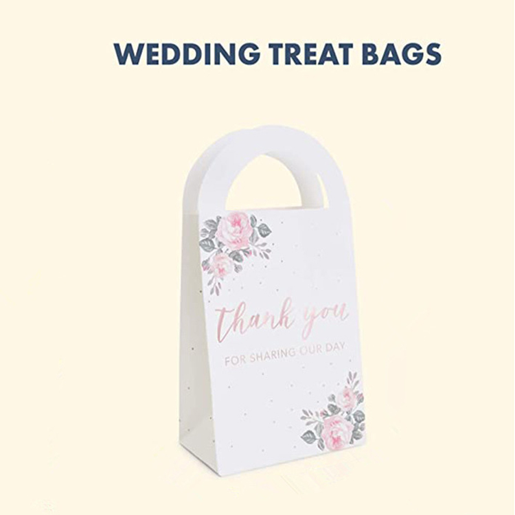 Atacado de alta qualidade obrigado embalagem de presente personalizado sacos de papel de casamento