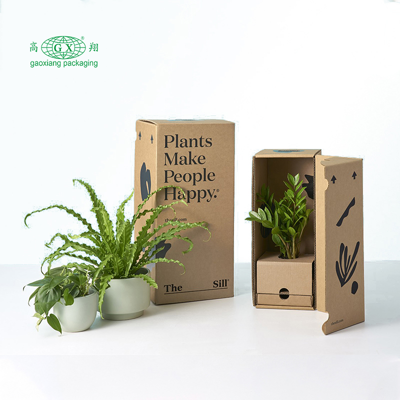 Embalagem de caixa de papel de flores de plantas planas onduladas recicláveis ​​personalizadas personalizadas