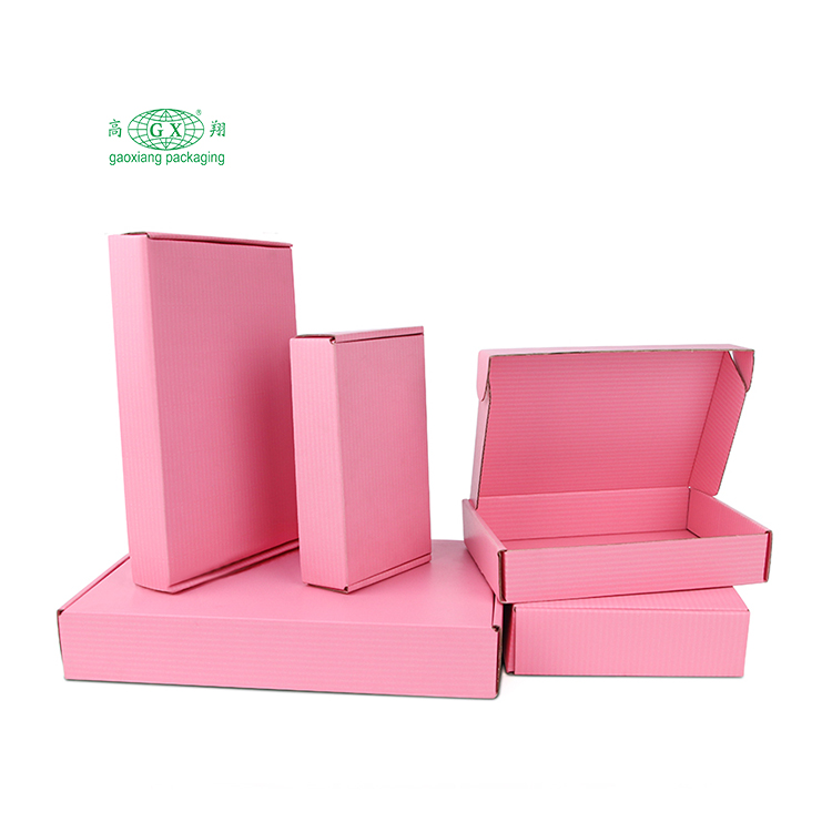 Embalagem de caixas de envio de papelão ondulado de papelão rosa de uso múltiplo com logotipo personalizado