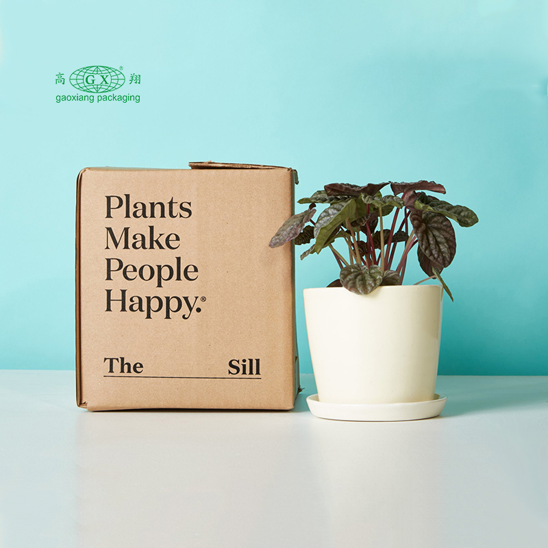 Embalagem de caixa de papel de flores de plantas planas onduladas recicláveis ​​personalizadas personalizadas