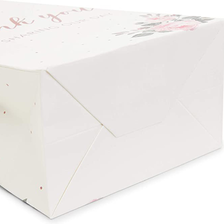 Atacado de alta qualidade obrigado embalagem de presente personalizado sacos de papel de casamento