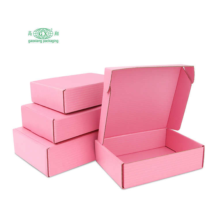 Embalagem de vestuário com logotipo personalizado rosa 3 camadas e flauta mailer papel papelão embalagem de envio caixa ondulada