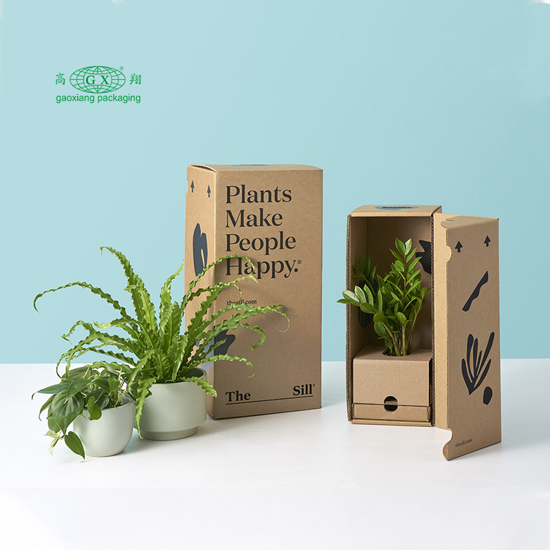 Artesanato de papelão plano ondulado personalizado caixas personalizadas plantas de presente embalagem de caixa de papel