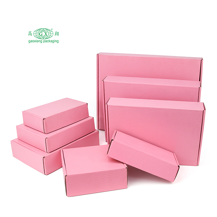 Embalagem de vestuário com logotipo personalizado rosa 3 camadas e flauta mailer papel papelão embalagem de envio caixa ondulada