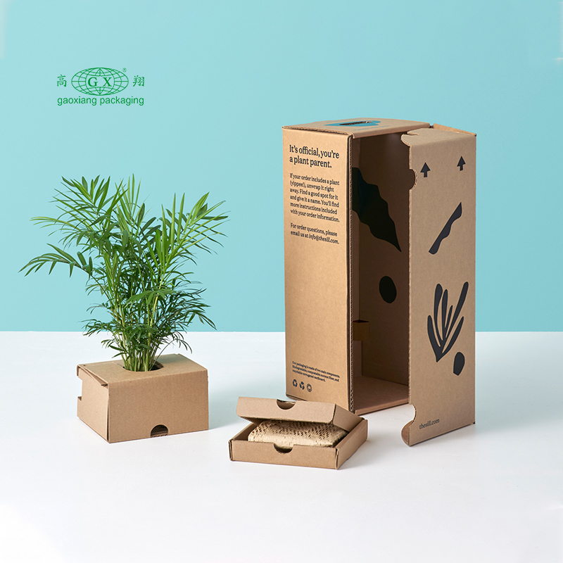 Embalagem de caixa de papel de flores de plantas planas onduladas recicláveis ​​personalizadas personalizadas