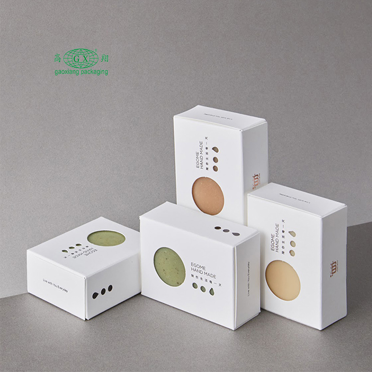 Caixa de presente de sabão com logotipo impresso personalizado embalagens de papelão ecologicamente corretas caixas de papel kraft com janela