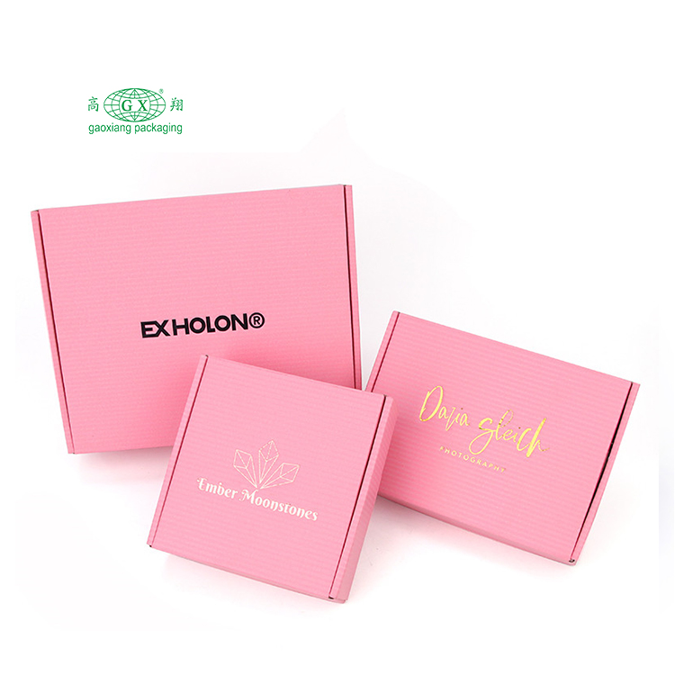 Embalagem de caixas de envio de papelão ondulado de papelão rosa de uso múltiplo com logotipo personalizado
