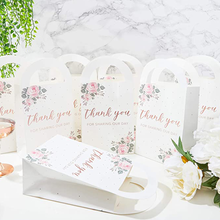Atacado de alta qualidade obrigado embalagem de presente personalizado sacos de papel de casamento