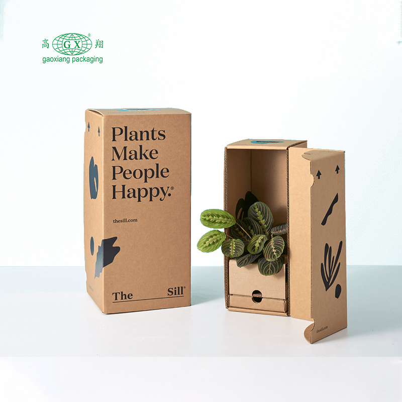 Artesanato de papelão plano ondulado personalizado caixas personalizadas plantas de presente embalagem de caixa de papel