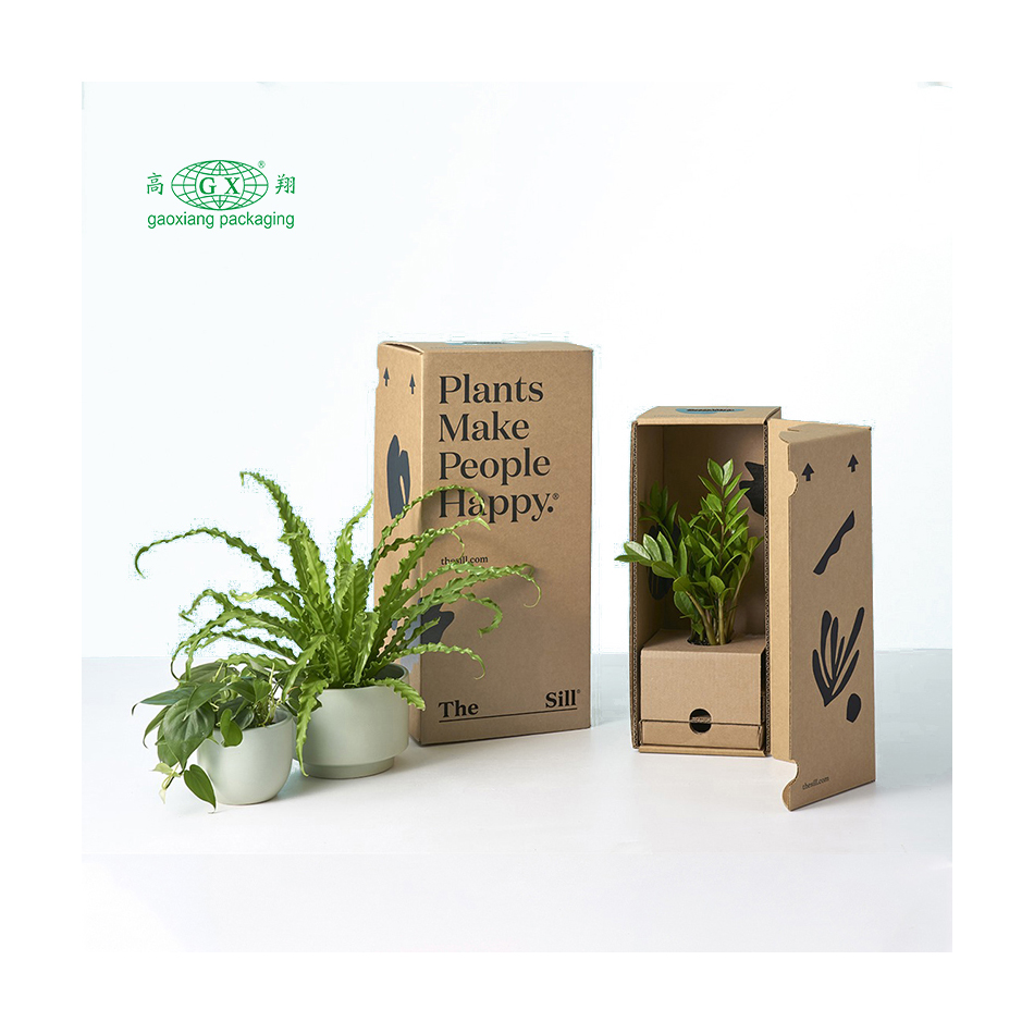 Artesanato de papelão plano ondulado personalizado caixas personalizadas plantas de presente embalagem de caixa de papel
