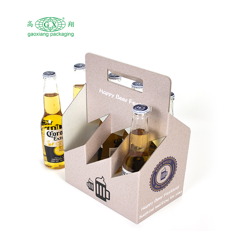 Caixa de transporte de cerveja personalizada de fábrica embalagem de seis embalagens de garrafa de vinho elegante caixa de embalagem de uísque
