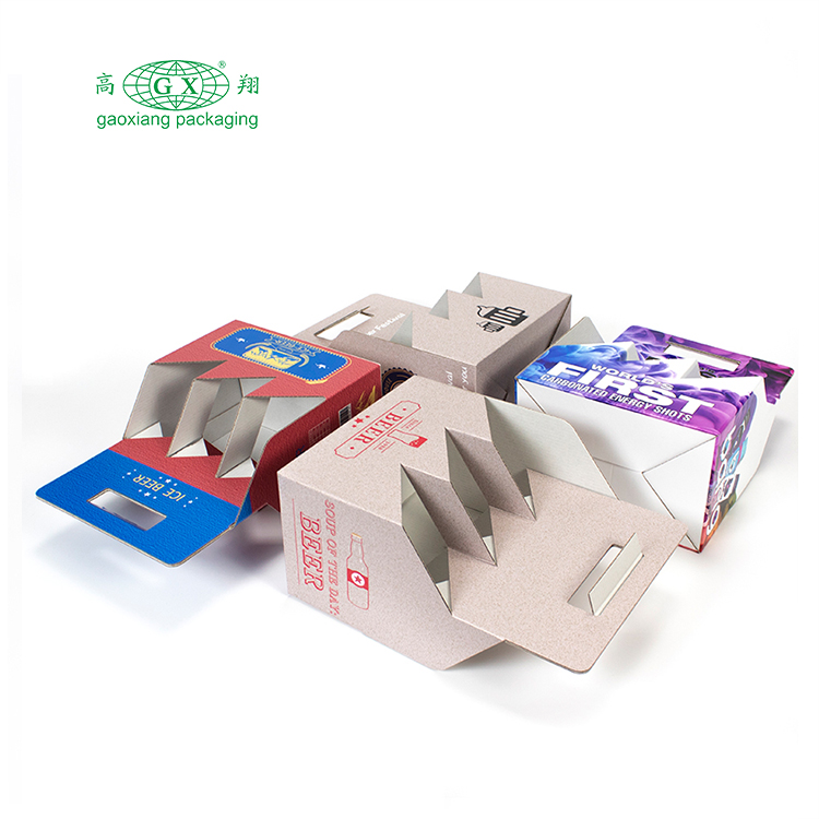 Caixa de transporte de garrafa de bebidas de vinho kraft de papelão personalizado caixa de papelão ondulado 6 pack caixa de cerveja