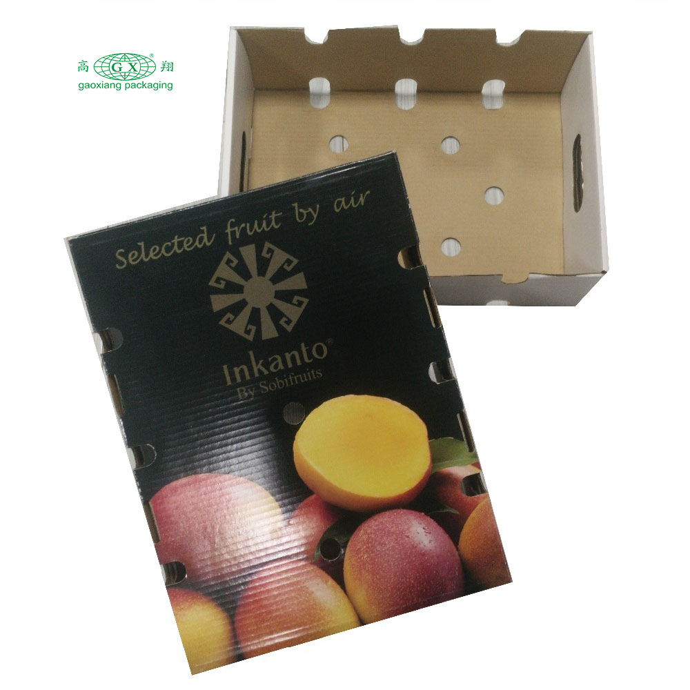 Caixa de papelão colorida reciclável personalizada para frutas e vegetais