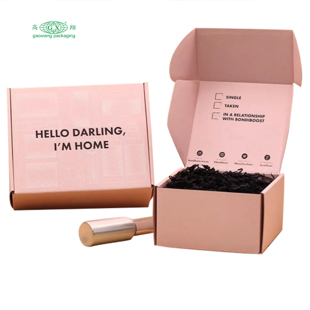 Logotipo personalizado colorido papel ondulado rosa embalagem cosmética cílios mailer caixa de transporte caixas personalizadas
