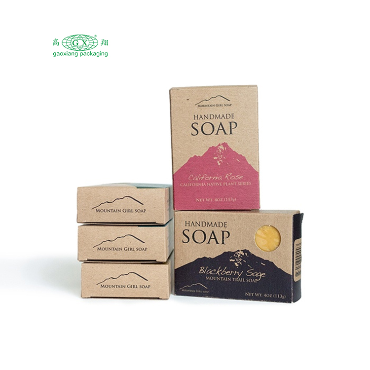 Embalagem de sabonete artesanal de corte e vinco caixa de papel kraft