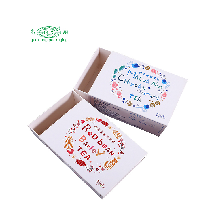 Caixas de embalagem de chá recicláveis ​​de papel cartão personalizadas para impressão de chá por atacado