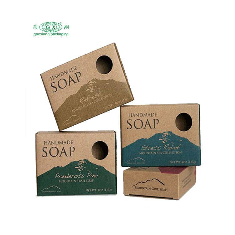 Embalagem de sabonete artesanal de corte e vinco caixa de papel kraft