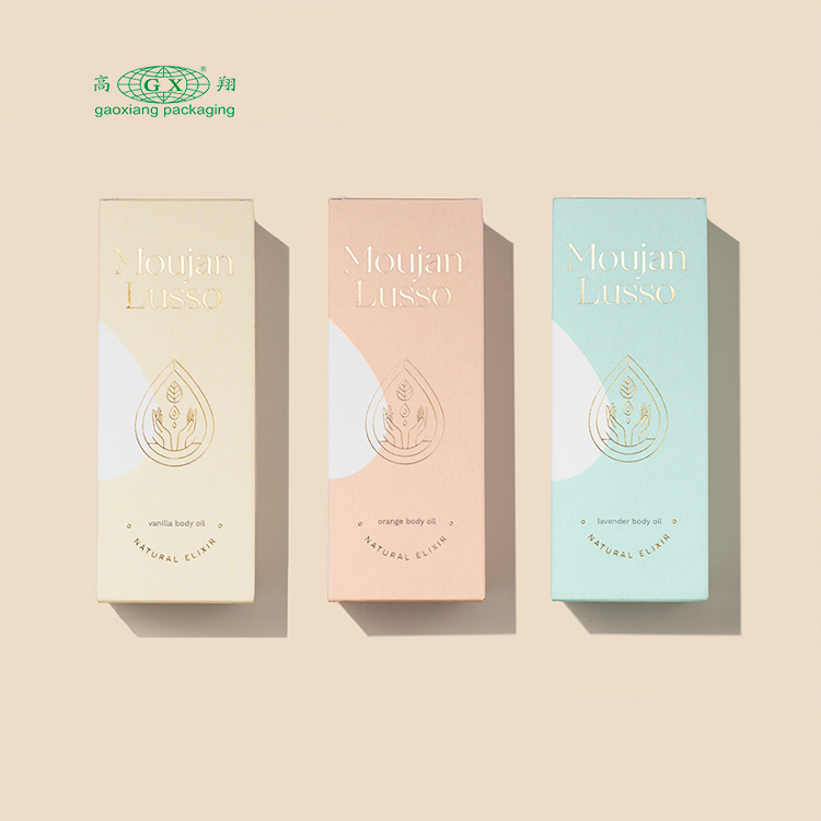 Embalagem de garrafa de óleo essencial de impressão de design personalizado caixas de cosméticos de papel kraft
