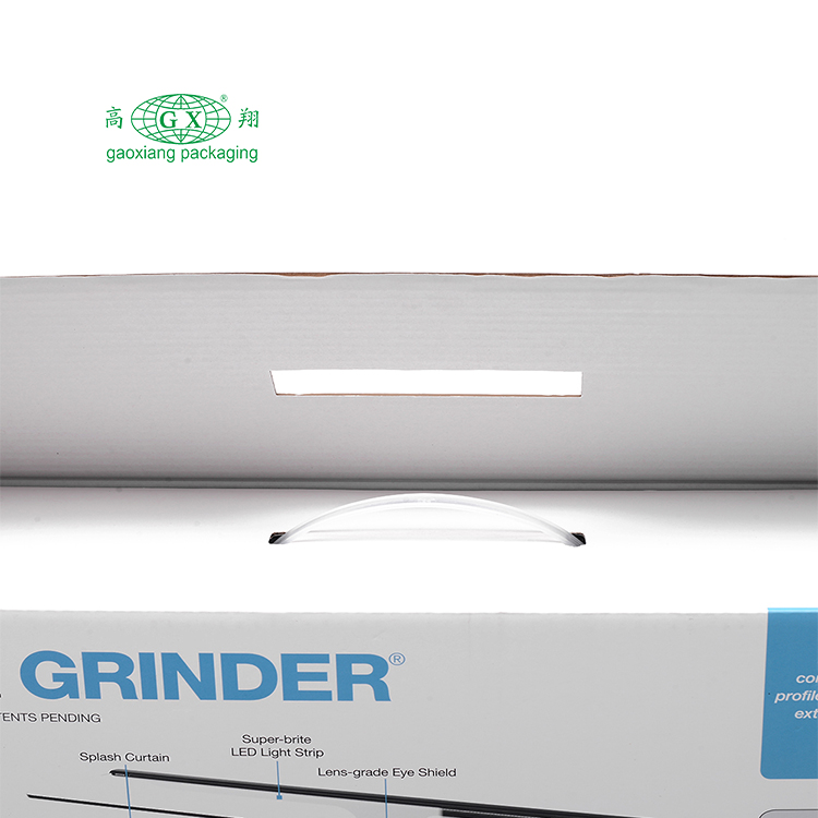 Embalagem de papel reciclado de produto eletrônico personalizado caixa de papelão ondulado branco com alça de plástico