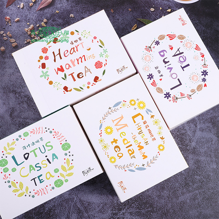 Caixas de embalagem de chá recicláveis ​​de papel cartão personalizadas para impressão de chá por atacado