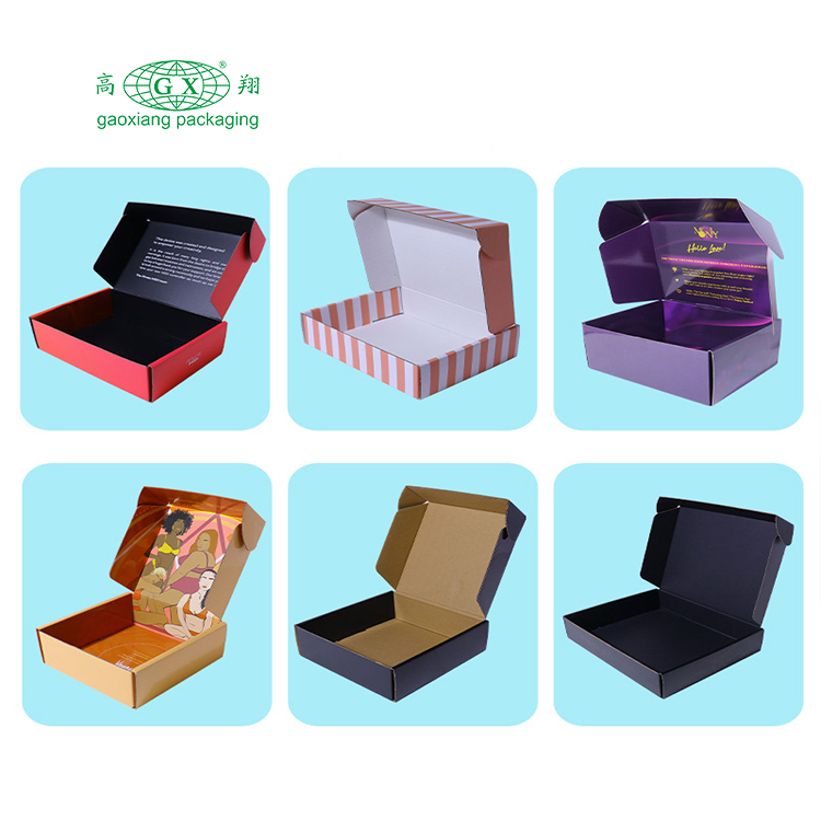 Fabricação de embalagens de caixas de correio coloridas personalizadas, caixas de papelão ondulado, caixas de embalagem de vestuário duráveis