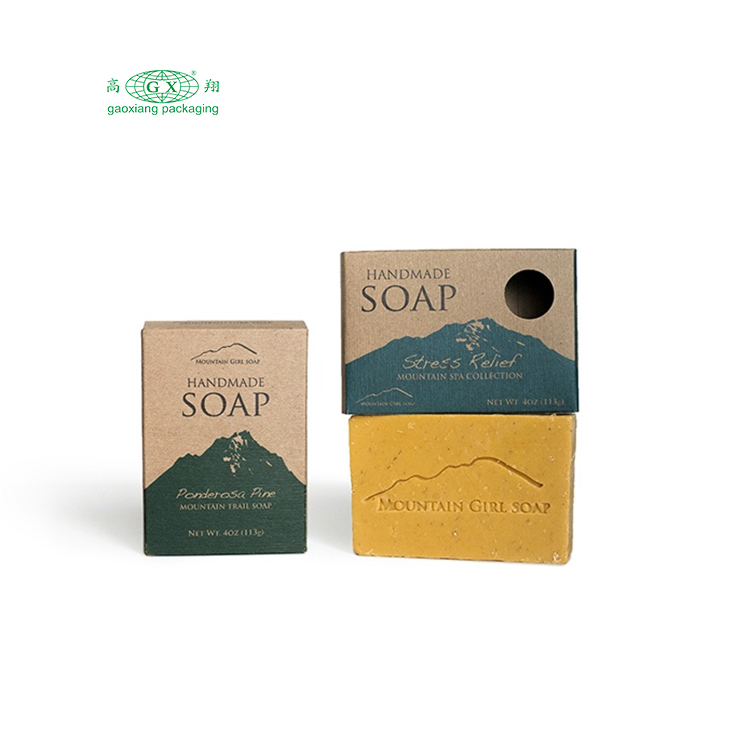 Embalagem de sabonete artesanal de corte e vinco caixa de papel kraft