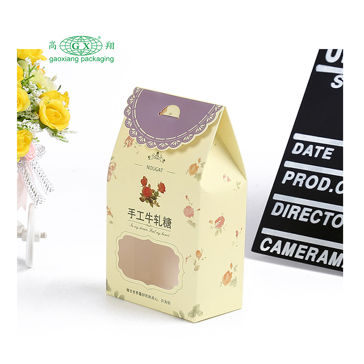 Caixa de papel de embalagem de biscoito de chocolate em forma de gable com janela