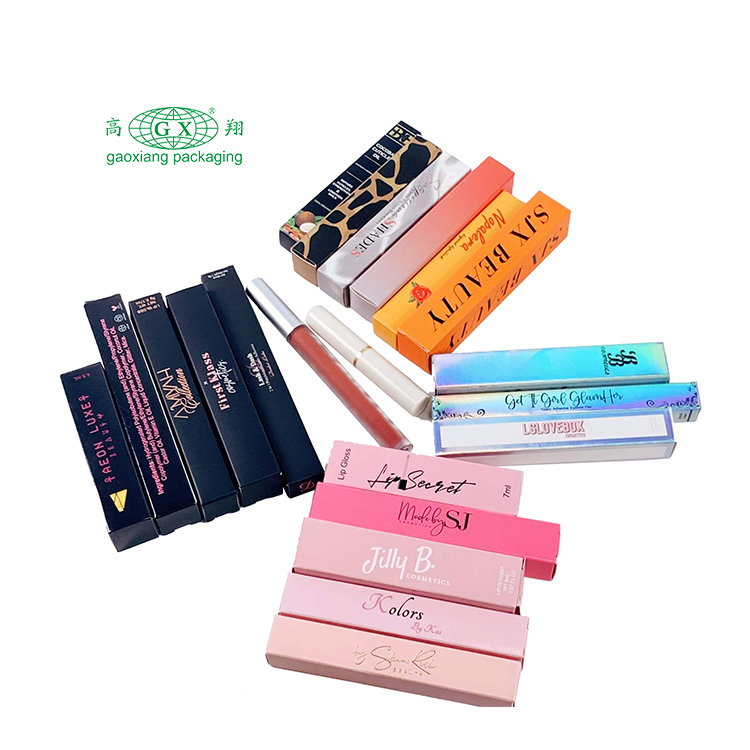 Caixas de papel de embalagem de tubo Lipgloss de luxo personalizadas por atacado com logotipo
