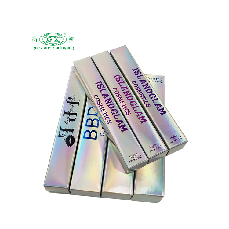Atacado caixas de papel de embalagem de tubo de gloss de luxo com logotipo em relevo personalizado