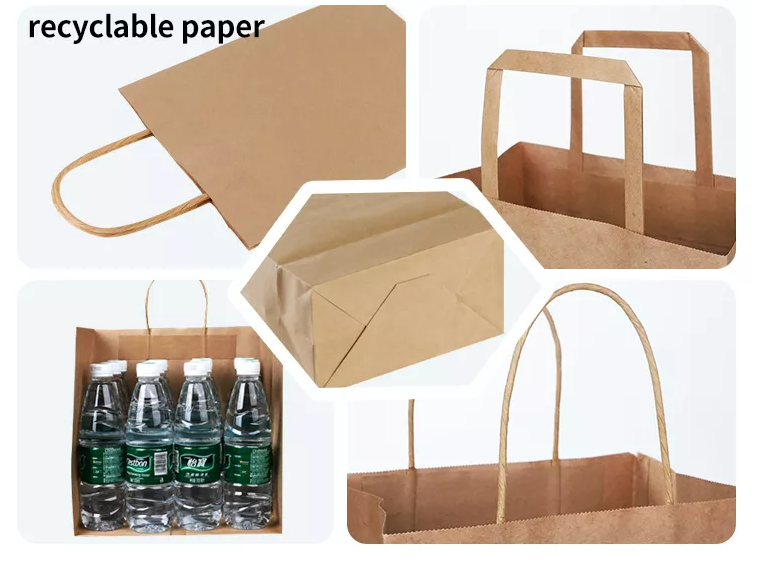 Saco de papel personalizado para viagem, moda, roupas, roupas, saco de papel, sacos de papel kraft marrons