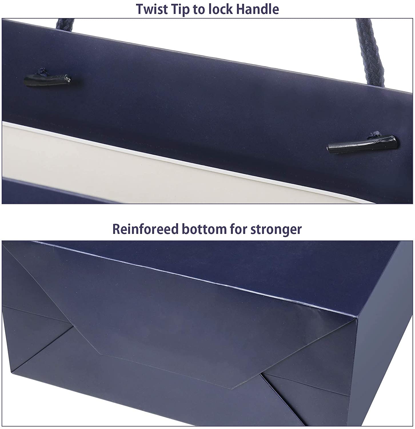 Saco de papelão impresso com logotipo azul personalizado de luxo com alça de laço de fita para caixas de compras de presentes
