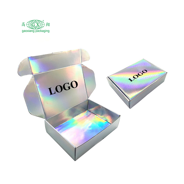 Logotipo impresso personalizado caixa pequena caixa de correio de papelão ondulado caixa de correio dobrável caixas de envio holográficas