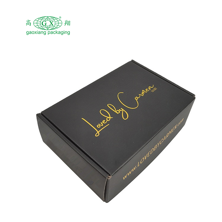 Logotipo personalizado preto fosco transporte caixa de joias ondulada caixas de papel de folha de ouro peruca roupas caixa de papel de presente