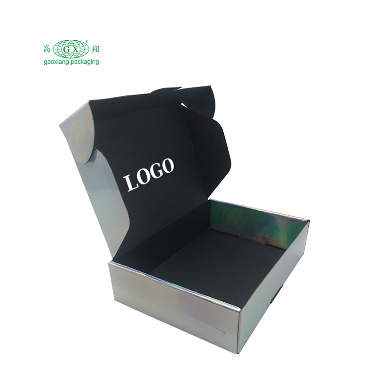 Logotipo impresso personalizado caixa pequena caixa de correio de papelão ondulado caixa de correio dobrável caixas de envio holográficas