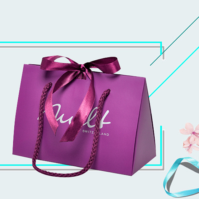 Saco de papelão impresso com logotipo personalizado, caixas de compras de presentes com alça de laço de fita