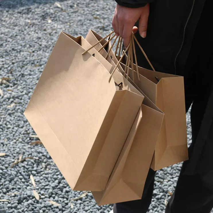 Saco de papel personalizado para viagem, moda, roupas, roupas, saco de papel, sacos de papel kraft marrons